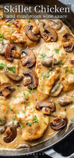 skillet chicken and mushroom wine sauce