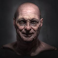 an old man's face is shown in this artistic photo, it appears to be creepy