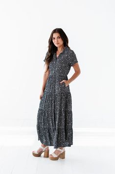 Bianca Button Down Tiered Dress Curvy Swim, Curvy Dress, Resort Collection, Tiered Dress, Sweater Jacket, Dress Shop, Shirt Blouses, Pretty Outfits, Top Shirt