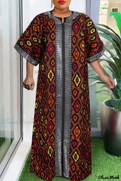 Olivia Mark - Relaxed African-Inspired Maxi Dress for Women's Vacation Style African Print Dress Ankara, Vacation Dress, African Print Dress, African Print Dresses, Vacation Wear, Africa Fashion, Plus Size Maxi, Japanese Cotton, African Wear