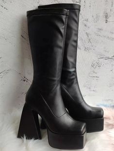 TAAFO Black Square Toe Boots Block Heel Shoes Platform Women Knee High Boots Platform Black-40 Black Square Toe Boots, Knee High Boots Platform, High Boots Platform, Women Knee High Boots, Boots Platform, Square Toe Boots, Shoes Platform, Block Heel Shoes, Toe Boots