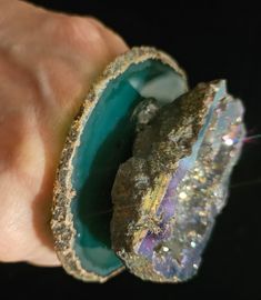 This is an older piece from my inventory which I am just now getting around to listing. I affixed a green titanium druzy geode with a gray crystallized interior onto a green Brazilian agate. The ring measures 3.25" x 3" with a height of approximately 1". This is a double band ring which will adjust to fit most, if not all. The mounts are wide, secure, comfortable and antique gun metal or deep silver tone shade. A great unisex styled statement ring from the Atelier of Kat Kouture! Healing Gemstone Geodes, Unique Geodes For Healing, Rocker Chic Jewelry, Unique Large Stone Geodes As Gift, Healing Agate Geode Gemstones, Unique Geodes Gemstone Gift, Unique Healing Gemstone Geodes, Unique Healing Geodes, Luxury Green Agate Jewelry