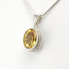 Side View Silver Citrine 12x16mm Oval Pendant The Snake, Oval Pendant, Handmade Pendant, Handmade Pendants, Snake Chain, Nepal, Citrine, Silver Necklace, Gems