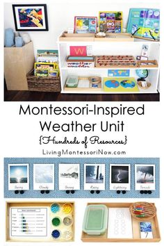 the montessori - inspired weather unit is filled with books and pictures