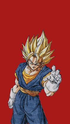 a drawing of the character gohan from dragon ball super broly, on a red background