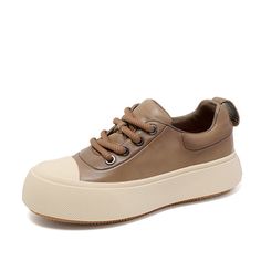 Gender: Women Type: Casual Shoes Main Materials: Cowhide Insole: Pigskin Sole: Rubber Type of Closure: Lace-up Style: Daily, Casual, Retro Season: Spring, Autumn Heel Height: Low (3 cm) Brown Lace-up Platform Sneakers With Vulcanized Sole, Beige Leather High-top Platform Sneakers, Beige High-top Platform Sneakers In Leather, Beige High-top Leather Platform Sneakers, Leather Platform Sneakers With Vulcanized Sole, Brown Vulcanized Sole Lace-up Platform Sneakers, Brown Vulcanized Lace-up Platform Sneakers, Beige Leather Platform Sneakers With Textured Sole, Beige Platform Sneakers With Vulcanized Sole