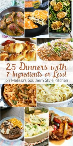 the cover of 25 dinners with ingredients or less on mellisa's southern style kitchen