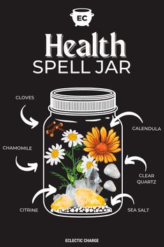 In this article, we will be going over a few easy spell jars to make: Health, Success, Sweet Dreams, and Protection. Samhain Spell Jar, Health Spell Jar, Witchy Spells, Health Spell, Dream Spell, Manifestation Spells, Sweet Aesthetic