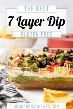 the best 7 layer dip recipe with text overlay