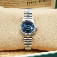 Rolex Lady-Datejust 69174 Automatic 26mm Blue Steel - Watch with original box and original papers - 2135 - 10ATM - Sapphire crystal - 1990 Visualization Board, Rolex Women, Good Year, Blue Steel, Steel Watch, Steel Blue, Sapphire Crystal, Rolex, Original Box