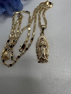 Gold Plated Tarnish free/won't turn your skin green with proper care Pendants and Chains are gold plated 5 times for a long lasting durable shine Gold Virgencita Necklace, Mexican Gold Necklace, Gold Our Lady Of Guadalupe Pendant Necklace, Gold Mexican Jewelry, Latina Necklace, Our Lady Guadalupe, Mexican Necklace, Guadalupe Necklace, Custom Gold Jewelry