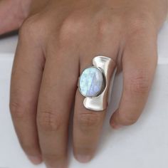 Moonstone Silver Ring for Women - Size Adjustable - VY Jewelry Inexpensive Jewelry, The Bling Ring, Stil Boho, Womens Rings Fashion, Styl Boho, Wide Band Rings, Silver Jewelry Handmade, Men's Jewelry Rings, Girls Jewelry