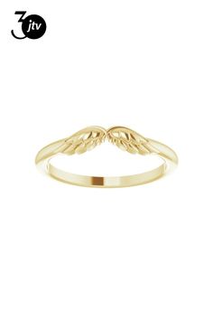 14K yellow gold angel wings stackable band ring. Angel Ring, Gold Angel Wings, Gold Angel, Stackable Bands, Angel Wings, Band Ring, Bangle Bracelet, Band Rings, Bangle Bracelets