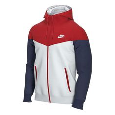 Nike Windrunner Windproof Colorblock Sports Jacket White AT5271-104 (Men's) Nike Sporty Track Jacket For Light Sports, Nike Functional Track Jacket For Light Sports, Sports White Track Jacket With Contrast Panels, White Track Jacket With Contrast Panels For Sports, Red Sportswear Hooded Jacket For Sports, White Technical Hooded Track Jacket, Technical White Hooded Track Jacket, White Hooded Windbreaker With Contrast Color, Nike Functional Track Jacket For Sports Season