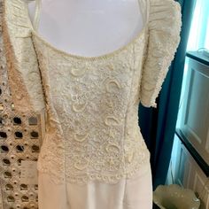 This Dress Is Stunning In Every Way And The Detail Work And Craftsmanship Is Remarkable. Modern Filipiniana, Made In The Philippines. Perfect Outfit For Multicultural, Weddings, Citizenship, School Formal, Birthday Etc. Still Has The Price Tag $6,710 Elegant White Mother Of The Bride Dress For Ceremony, Cream Pearl Embroidery Dress For Ceremony, Elegant White Wedding Dress For Ceremony, Elegant White Gown For Mother Of The Bride, Elegant White Mother Of The Bride Gown, Formal Wedding Dress With Lace Bodice And Sweetheart Neckline, Fitted Wedding Dress With Sweetheart Neckline For Ceremony, Cream Formal Dress With Sweetheart Neckline, Silk Wedding Dress With Lined Bodice