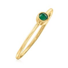 Ross-Simons - .10 Carat Emerald Ring in 14kt Yellow Gold. Size 8. RS Pure. Create the perfect stackable look with delicate, modern jewelry. This dainty emerald ring will be your new favorite accessory. It features a .10 carat emerald on a simple 14kt yellow gold band. 1/8" wide. Emerald ring. Emerald birthstones are the perfect gift for May birthdays. May Birthdays, Emerald Birthstone, May Birthday, Ring Emerald, Emerald Ring, Gold Band, Modern Jewelry, Gold Bands, Emerald