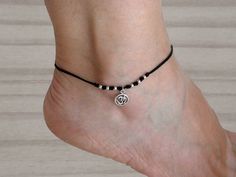 Nylon cord and sterling silver om symbol anklet bracelet.  All components are 925 sterling silver. Available sizes: 8.30" + 2" extension chain (21 cm + 5 cm) 8.70" + 2" extension chain (22 cm + 5 cm) 9.10" + 2" extension chain (23 cm + 5 cm) Shipping: By Postal Service (no tracking). If you need tracking please choose another shipping option when you order it. You can see other models  https://www.etsy.com/es/shop/Malukart Handmade Silver Casual Anklets, Handmade Casual Silver Anklets, Silver Casual Anklets For Festival, Casual Silver Anklets For Festival, Casual Silver Anklets For Gifting, Casual Silver Anklets As Gift, Casual Silver Anklets For Gifts, Adjustable Silver Nickel-free Anklets, Silver Adjustable Spiritual Anklets