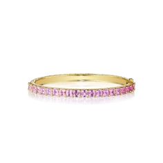 Pink Sapphire Ombre Cushion-Cut Bangle Bracelet Collection : WatercolorPrimary Material : 18k Yellow GoldSub Category : Colored Gemstone Bracelet Luxury Gemstone Bangle Bracelets, Luxury Bangle Bracelets With Gemstone Accents, Luxury Yellow Gold Bracelets With Stones, Fine Jewelry Yellow Gold Multi-stone Bangle, Yellow Gold Multi-stone Bangle In Fine Jewelry Style, Yellow Gold Bangle Bracelet With Gemstone Accents, Luxury Pink Sapphire Bracelets, Fine Jewelry Multi-stone Bangle, Wedding Bangle Bracelet With Gemstone Accents