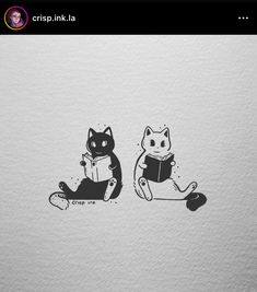 two cats sitting next to each other on top of a white paper sheet with the caption crispp ink la