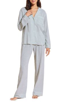 Eberjey Nautico Stripe Long Sleeve Top & Pants Pajamas | Nordstrom Relaxed Fit Button-up Loungewear Sets, Striped Long Sleeve Sleepwear In Relaxed Fit, Striped Long Sleeve Sleepwear With Relaxed Fit, Striped Long Sleeve Relaxed Fit Sleepwear, Striped Relaxed Fit Sleepwear, Relaxed Fit Long Sleeve Sets, Men Home Decor, Womens Pajamas, Stripe Long Sleeve