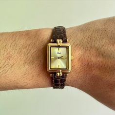 2000s Vintage Style Square Brown Leather Luxury Watch Old Money Vibes Work And Time Can Be Changed These Watches Are Unisex :)! 8in Length Brand New Classy Watches, Classy Watch, Mens Watches Leather, Brown Watches, Trendy Sweaters, Sporty And Rich, Gifts For My Wife, Mens Gold, Luxury Watch