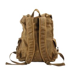 Vintage Waxed Canvas Backpack for School Outdoor Retro Travel Backpack With Adjustable Strap, Canvas-lined Backpack For Outdoor Activities, Standard Backpack With Canvas Lining For Outdoor Activities, Canvas Lined Backpack For Outdoor Activities, Outdoor Activities Backpack With Canvas Lining, Retro Standard Backpack For Outdoor, Rectangular Canvas Backpack For Outdoor Activities, Practical Brown Backpack For Outdoor, Casual Leather Backpack With Adjustable Strap For Outdoor