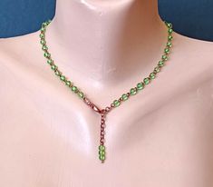 Bohemian Green Necklace, Green Bohemian Beaded Metal Necklace, Green Bohemian Copper Wire Necklace, Spiritual Green Copper Wire Necklace, Bohemian Green Nickel-free Necklaces, Green Beaded Necklace, Crystal Necklaces, Green Necklace, Latvia