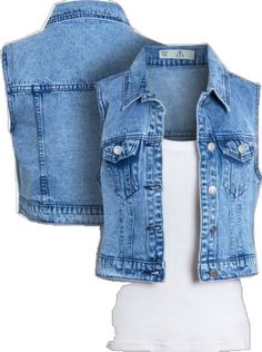 Trendy Medium Wash Vest Outerwear, Trendy Denim Vest Outerwear, Trendy Denim Blue Vest Outerwear, Blue Sleeveless Denim Vest For Fall, Denim Blue Denim Vest Outerwear, Trendy Blue Vest Outerwear, Denim Vest For Fall, Blue Vest Outerwear For Summer, Casual Denim Blue Vest For Fall