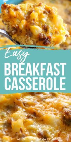 easy breakfast casserole with cheese and sausage is the perfect meal for busy nights