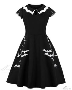 Elluis - Elegantly Crafted Halloween Bat Embroidered Dress Set with Matching One Piece Halloween Bat, Skirt Skirt, Mid Length Skirts, Halloween Bats, Animal Fashion, Dress Set, Batwing Sleeve, Types Of Skirts, Bat Wings