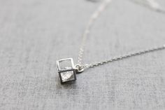 cubic zirconia rattling inside a cube pendant by Ringostone Cube Pendant, Cube Necklace, Chic Necklace, Necklace Wedding, Pendant Silver, Gold Plated Chains, Gold Plated Sterling Silver, Mom Gift, Gift For Mom