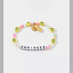 Urban Outfitters Little Words Project Exclusive Unhinged Beaded Stretch Bracelet Size S/M Casual Yellow Beaded Chain Jewelry, Yellow Adjustable Beaded Bracelets Playful Style, Yellow Adjustable Beaded Bracelets, Playful Adjustable Yellow Beaded Bracelets, Adjustable Yellow Playful Beaded Bracelets, Adjustable Yellow Beaded Bracelets With Beaded Chain, Adjustable Yellow Beaded Bracelet, Adjustable Yellow Beaded Chain Bracelets, Trendy Yellow Beaded Jewelry