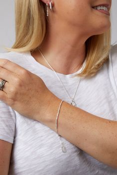 Introducing the Kate Collection - a range of timeless and sophisticated pieces inspired by the classic style of influencer Kate Bryan. Featuring our thinnest rope chain yet, we bring you the Kate Bracelet. Truly a classic design, she can be stacked with any bracelet but also looks beautiful as a standalone piece. STYLING TIP: For a curated classic look, make it a set with the Kate Chain. Sterling silver 2.5mm chain width Available in 4 lengths 5.5" plus 1.5" extender 6.5" plus 1.5" extender 7.5" Kate Bryan, Sterling Silver Bracelet, Pendant Bracelet, Rope Chain, Chain Pendants, Silver Bracelets, Sterling Silver Bracelets, Classic Looks, Chains Necklace