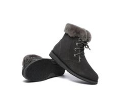 TARRAMARRA® Women Sheepskin Wool Lace Up Ankle Fashion Boots Bonnie #TA3022 Desciption: The Bonnie Lace Up Ankle Boots will keep you looking stylish while making sure your feet are comfortable and protected from the cold. The sheepskin wool lining and water-resistant upper make them the perfect style for the snow or for coffee with friends. The style is classic and will easily fit into your wardrobe.  Specification: Brand: TARRAMARRA The molecular structure of Australian sheepskin enables the material to absorb moisture, always keeping your feet warm and dry The fur top ankle boots have high-quality Australian wool lining that is breathable and moisture-wicking   Cow suede leather upper makes the boots durable and look great These shearling lace-up boots are pre-treated with a special wate Mens Ugg Slippers, Kids Ugg Boots, Ugg Boots Men, Ugg Slippers Women, Coffee With Friends, Molecular Structure, Womens Ugg Boots, Sheepskin Boots, Casual Sneakers Women