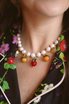 Orchard Necklace | Over The Moon Glass Fruit, Bride Flowers, Organic Forms, Brass Hook, Bridal Fashion Week, Organic Form, Rings For Girls, Fine Jewellery Earrings, Charm Earrings