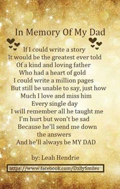 a poem that reads in memory of my dad, if i could write a story