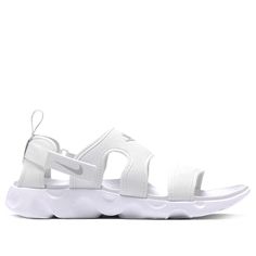 Womens Nike Owaysis Sandal 'White Platinum' White/Pure Platinum WMNS Sandals Comfortable Summer Sneakers With Arch Support, Casual Low-top Sport Sandals For Summer, Low-top Sport Sandals For Beach In Summer, Summer Low-top Sport Sandals For Beach, Low-top Sport Sandals For Beach, Summer Sneakers With Arch Support In Synthetic Material, Casual Synthetic Sport Sandals For Light Sports, Casual Sport Sandals For Light Sports, Sporty Synthetic Sandals With Adjustable Straps