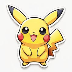 a cartoon pikachu sticker with big eyes and an angry look on its face