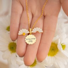 "14K Gold Personalized Daisy Flower Name Necklace, Custom Daisy Locket, Daisy Necklace, Floral Jewelry, Christmas Gifts for Her & Women ♥♥ Handmade with love  ♥♥ ♥♥WHY YOU WILL LIKE THIS PRODUCT♥♥ * This necklace has a simple and elegant design. Wear this Dainty Custom Paw Necklace With Name and get all the attention. * It is a product that will satisfy women of all ages. This item is perfect for you as an ideal gift for Christmas. MATERIALS * Material: 925 Sterling Silver * Finish: Gold  * Chain color: Gold, * Chain Lengths: \"12+2 inch - 30+5 cm, \"14+2 inch - 35+5 cm, \"16 inch - 40 cm, \"18+2 inch - 45+5 cm, \"20+2 inch - 50+5 cm, \"22+2 inches - 55+5 cm  * (+2 inches extender for each product to help if you want to adjust the product) ♥♥ We will package your ring in a beautiful gift p Daisy Locket, Paw Necklace, Gifts For My Girlfriend, Daisy Necklace, Flower Names, Floral Jewelry, Jewelry Christmas, Floral Jewellery, Jewelry Cleaner