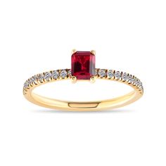 Emerald Cut Ruby Ring With Diamonds, 18K Gold Ring, Red Stone Ring, Ruby Engagement Ring 💎 Materials Gold : 18K( 750) 2.25gr Ruby:0.23 CT Diamonds: 0.14 CT F-VS2 18K Solid Gold Rubby Ring With Natural Diamond. ✨ Information About Our Gold: We make most of our products on order, so the original color of gold is the one you choose. That's why it will look beautiful even after years. We can make also 18K! 📐 Choose your ring size while ordering. If the ring size is not listed in the option, then p Fine Jewelry Rings With Lab-created Ruby And Accent Stones, Classic Red Ruby Stackable Rings, Red Birthstone Ring With Brilliant Cut In Fine Jewelry, Red Cluster Ring With Brilliant Cut For Promise, 14k Gold Red Cluster Ring With Brilliant Cut, Fine Jewelry Red Birthstone Ring With Brilliant Cut, Red Brilliant Cut Birthstone Ring Fine Jewelry, Red Brilliant Cut Cluster Ring For Promise, Red Gemstone Stackable Rings In Fine Jewelry