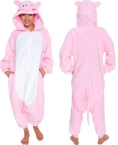 PRICES MAY VARY. Brushed Polyester Imported Machine Wash FULL OF FUN DETAILS - These adorable animal onesies feature a hood with eyes, snout, and embroidered heart cheeks for full effect. Match with a pair of animal slippers (not included) for your next pajama party! COMFY & COZY - A special blend of comfort and fun, these plush materials are soft to the touch and will keep you warm during those cold winter months. The button up closure allows you to quickly get dressed while the loose fit gives Hooded Onesie For Costume Party In Winter, Hooded Onesie For Winter Costume Party, Winter Hooded Onesie For Costume Party, Winter Costume Party Hooded Onesie, Long Sleeve Onesie For Cosplay In Winter, Long Sleeve Onesie For Winter Cosplay, Winter Long Sleeve Onesie For Cosplay, Novelty Long Sleeve Cosplay Costume, Novelty Long Sleeve Onesie For Costume Party