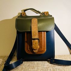 Gently Used. Some Minor Leather Scratches From Normal Wear. Custom Bag Made In The Ukraine. Heavy Duty Hand Stitching And Well Made. Very Durable. Must Go. All Offers Considered Handmade Blue School Bag, Blue Backpack For Everyday Use, Blue Everyday Use Standard Backpack, Blue Rectangular Leather Backpack For Travel, Blue Leather Satchel Backpack, Blue Travel Bag With Leather Backing, Blue Leather Travel Backpack, Blue Satchel With Adjustable Strap, Blue Leather Backpack For Daily Use