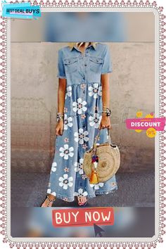 Denim Style Long Multi Button Old Dress Shift Dresses, Denim Shirt Dress Women, Printed Denim Shirt, Sweat Vest, Cheap Maxi Dresses, Denim Maxi Dress, Denim Shirt Dress, Maxi Shirt Dress, Maxi Dress Online