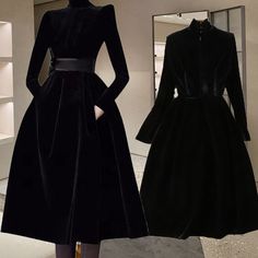 Dark Dresses Elegant, Long Black Dress Outfit, Wool Outfit, Black Suede Dress, Black Dress Coat, Trendy Date Night Outfit, Dark Dress, Dress Korean, Black Dress Outfits