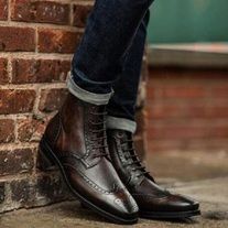 LeatherWear2016 on Storenvy Boots For Men Casual, Stylish Boots For Men, Chelsea Boots Outfits, Brown Dress Boots, Mens Lace Up Boots, Wingtip Boots, Custom Design Shoes, High Ankle Boots, Suede Leather Shoes