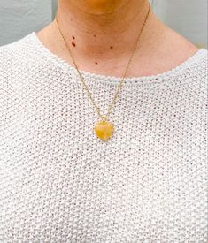 -Authentic yellow jade crystal heart necklace ♡ Yellow Jade Crystal Healing Properties: protects those who wear it by providing an abundance of happiness and success. Enhances courage and increases motivation to help you accomplish your goals. #crystalpendants #crystalhealing #pinterestworthy #pinterestaddict #pintrest #pinterestphoto #photooftheday #pinterestart #pinterestfind #pinterestinspo #aesthetic #picoftheday Heart Pendant Necklace With Natural Stones As Gift, Spiritual Heart Cut Necklaces For Healing, Everyday Spiritual Heart Necklace, Everyday Gemstone Heart Pendant Necklace, Healing Necklace With Heart Pendant Charm, Heart Pendant Crystal Necklace With Natural Stones, Healing Heart Cut Gemstone Necklace, Yellow Crystal Gemstone Bead Necklace For Gifts, Healing Necklace With Heart Pendant