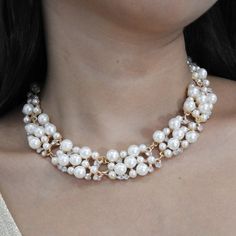 Beautiful White Pearls Beads Necklace (Stunning) #necklace #pearlnecklace Pearl White Jewelry With Pearl Pendant For Party, White Pearl Chain Jewelry For Party, Party Pearl Necklace With Pearl Pendant, Party Jewelry With Pearl Pendant And Round Beads, Feminine White Pearl Necklace For Parties, Round Pearl Drop Necklace For Party, White Pearl Pendant Necklace For Party, Round Pearl Chain Bridal Necklace, Pearl Chain Bridal Necklace