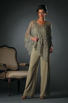 Soulmates C881 Handmade Silk Lace Beaded Poncho. Crafted from 100% silk, this exquisite poncho features intricate hand-crocheted lace and beaded detailing, offering a sophisticated and unique look for any special occasion. Perfect for weddings, cruises, and destination events. Bride Pantsuit, Mother Of The Bride Suits, Bride Suit, Chiffon Jacket, Aesthetic Knitting, Knitting Aesthetic, Beginners Knitting, Classy Dress Outfits, فستان سهرة