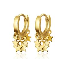 "IMPORTANT!! PLEASE LEAVE YOUR TELEPHONE NUMBER AS A NOTE AT CHECKOUT AS IT'S REQUIRED BY DHL IN ORDER TO BE ABLE TO CONTACT YOU AND SCHEDULE DELIVERY! * Beautiful 24k gold filled star hoops * Hoops diameter : 0.4\" * Total length : 0.7\" * Hypo-allergic / Nickel & Lead Free * For any questions or custom made orders please do not hesitate to contact me!" Gold Star Charm Hoop Earrings, Gold Plated Star-shaped Hoop Earrings, Star-shaped Gold Plated Hoop Earrings In Yellow Gold, Gold Plated Star Shaped Hoop Earrings, Gold Plated Hoop Earrings With Star Charm, Gold Huggie Hoop Earrings With Star Charm, Gold-plated Hoop Earrings With Star Charm, Gold Hoop Huggie Earrings With Star Charm, Gold Small Hoop Earrings With Star Charm