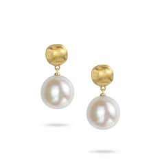 Marco Bicego Jewelry - 18K Yellow Gold & Pearl Drop Earrings | Manfredi Jewels Gold Pearl Drop Earrings, Yellow Gold Drop Earrings, Pearl Drop Earrings Gold, Marco Bicego, Funky Earrings, Gold Pearl Earrings, Designer Fashion Jewelry, Gold Drop Earrings, Dream Jewelry